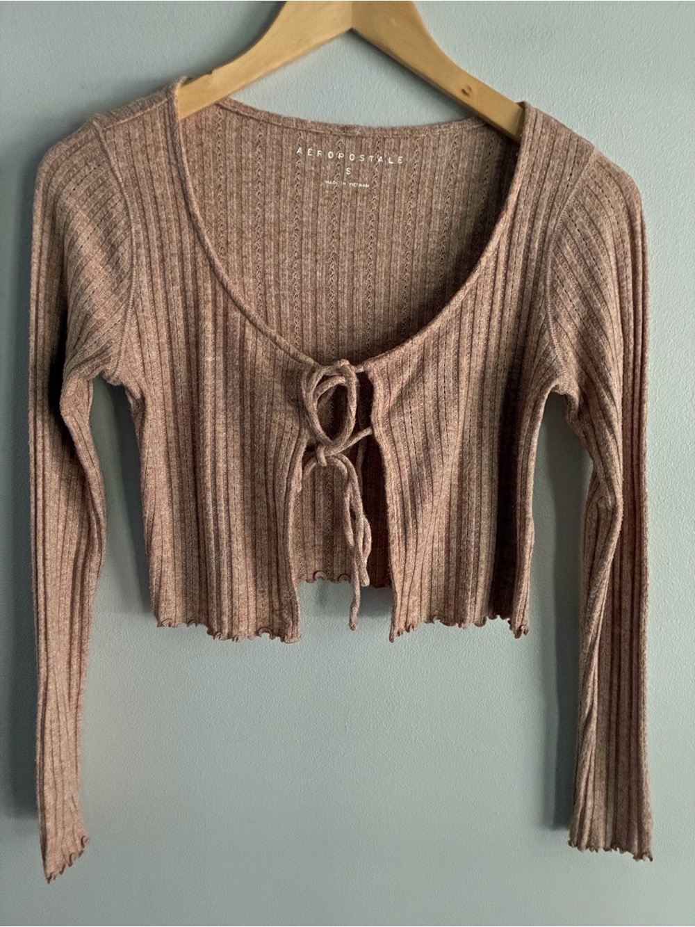 Aeropostale Ribbed Tie Front Crop Top Small Y2K Balletcore